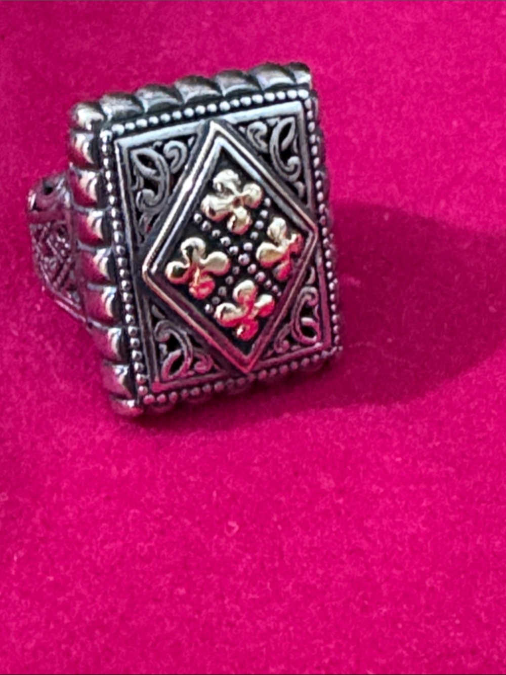 Phillip Gavriel Intricate Silver-Tone Filigree Square Ring - Women Jewelry